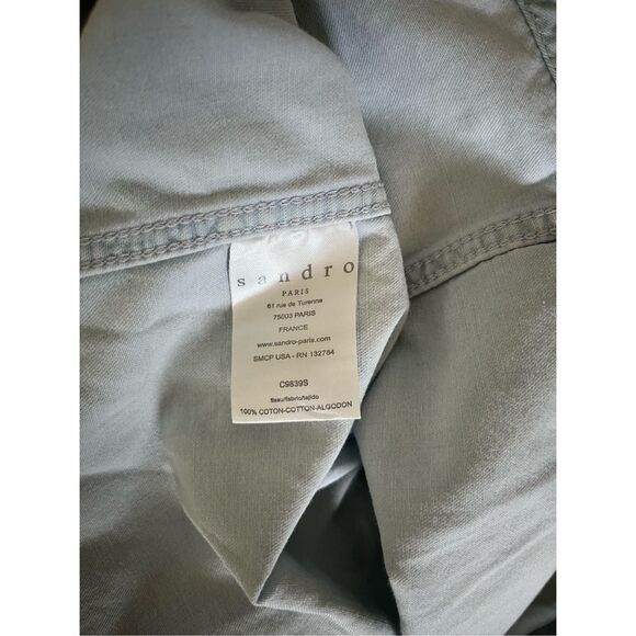 Sandro Light Chambray Denim Double Breasted Pocket Front Button Down Shirt Small - Picture 5 of 6